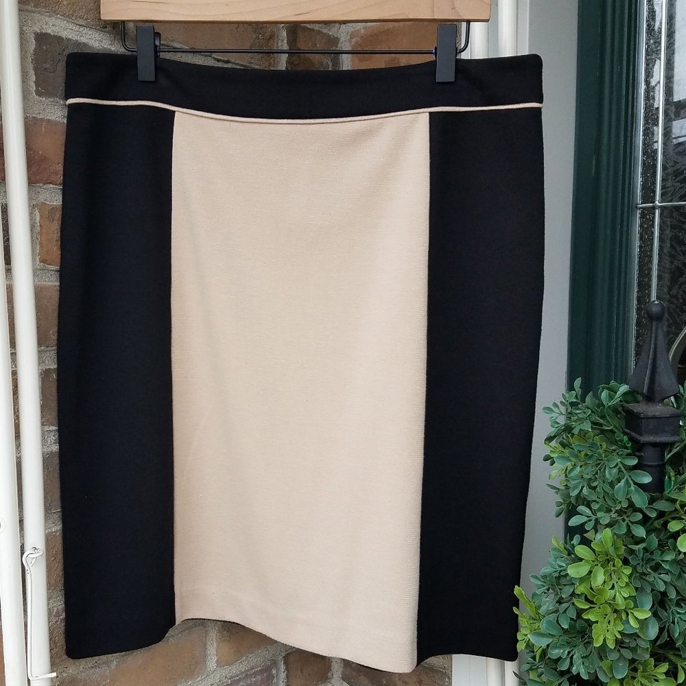 Dana Buchman Black Skirt With Tan Panel